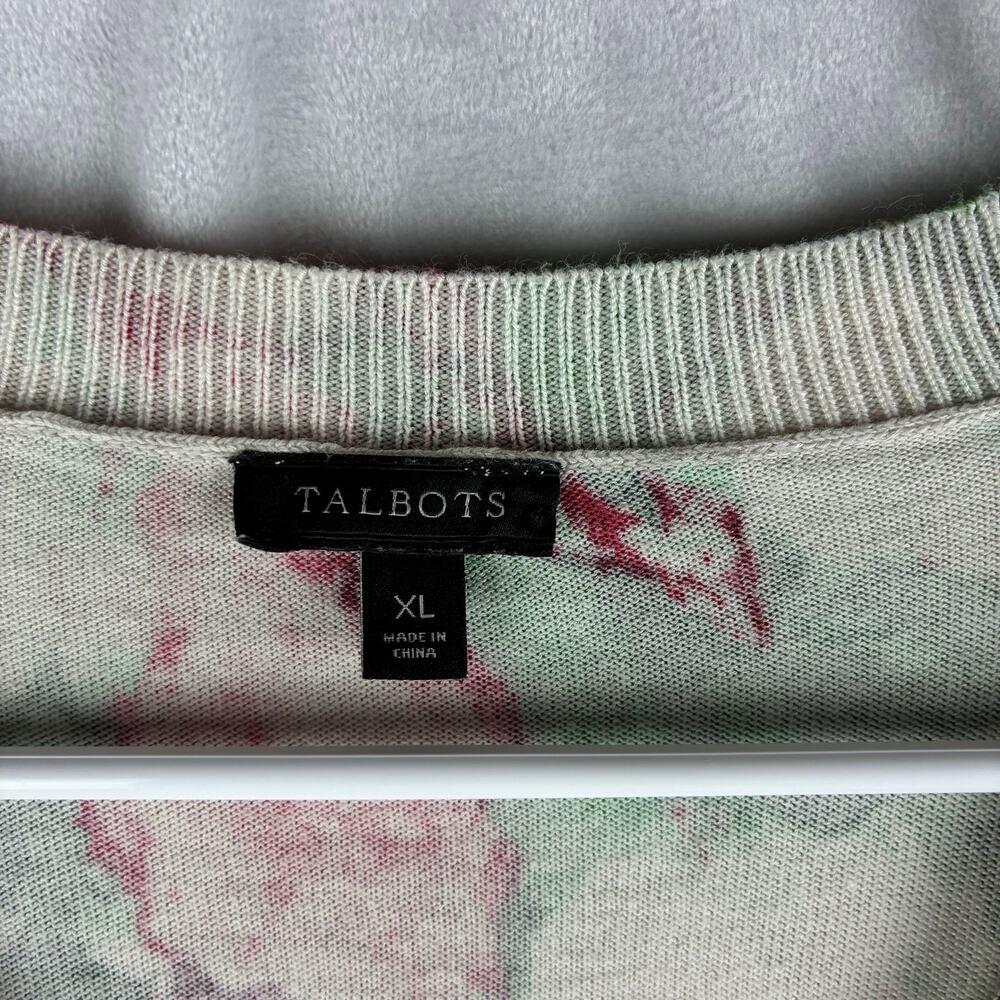 Talbots Floral Button Front Cardigan Sweater Women’s XL Teacher Twee Botanical - Picture 2 of 10